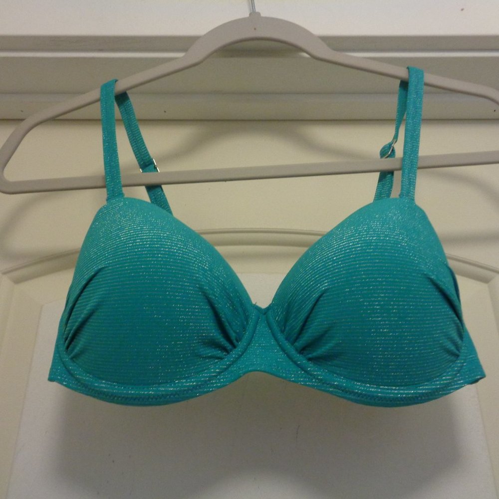 - MERMAIDCORE ROSA FAIA TEAL SHINE TEXTURE SWIM TOP SM SIZE WITH A FULLER …